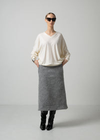 61 ORI V NECK TOP / MILLED WASHABLE JERSEY - C15