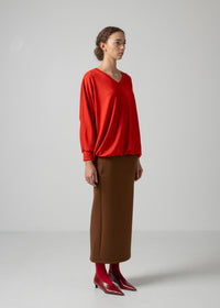 61 ORI V NECK TOP / MILLED WASHABLE JERSEY - C15