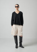 61 ORI V NECK TOP / MILLED WASHABLE JERSEY - C15
