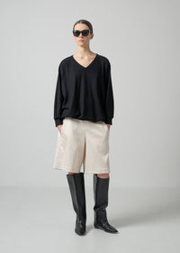 61 ORI V NECK TOP / MILLED WASHABLE JERSEY - C15
