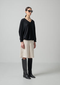 61 ORI V NECK TOP / MILLED WASHABLE JERSEY - C15