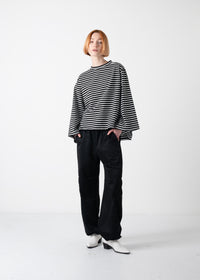 15 KAMILA WIDE SLEEVE T-SHIRT / HIGH GAUGE BRETON STRIPE - C11