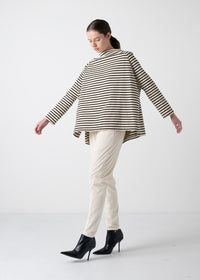 14 KAREN NARROW RAGLAN TOP / HIGH GAUGE BRETON STRIPE -C11