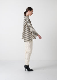 14 KAREN NARROW RAGLAN TOP / HIGH GAUGE BRETON STRIPE -C11