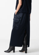 34 KHLOE LONG CARGO SKIRT / SILKY SATIN JERSEY -C11