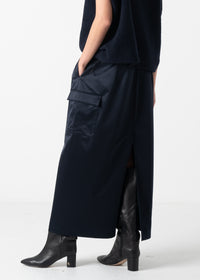 34 KHLOE LONG CARGO SKIRT / SILKY SATIN JERSEY - C11